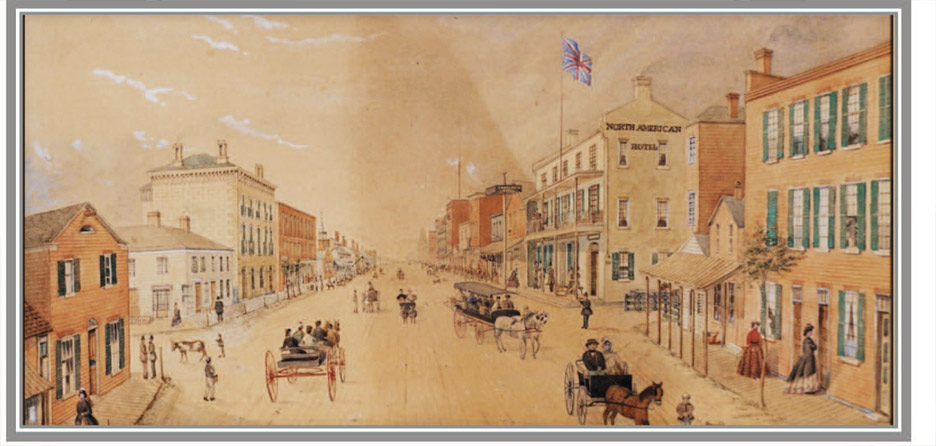 George Ackerman watercolour of Main Street 1866 Courtesy of the Museums of Prince Edward County